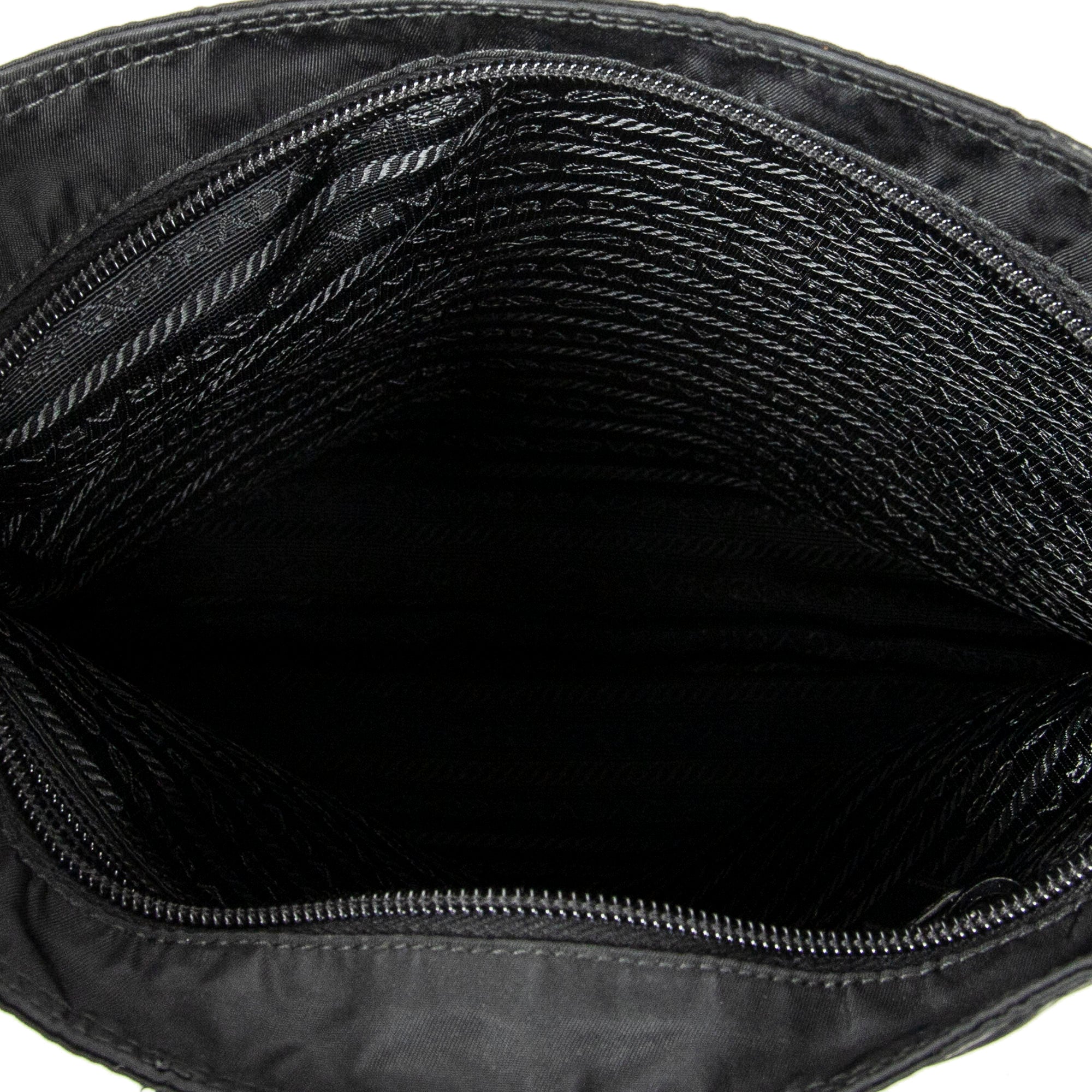 Shoulder Bag Square Messenger Black Nylon Canvas