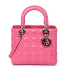 Shoulder Bag Medium Lady Dior Zip Pink Cannage Lambskin Leather