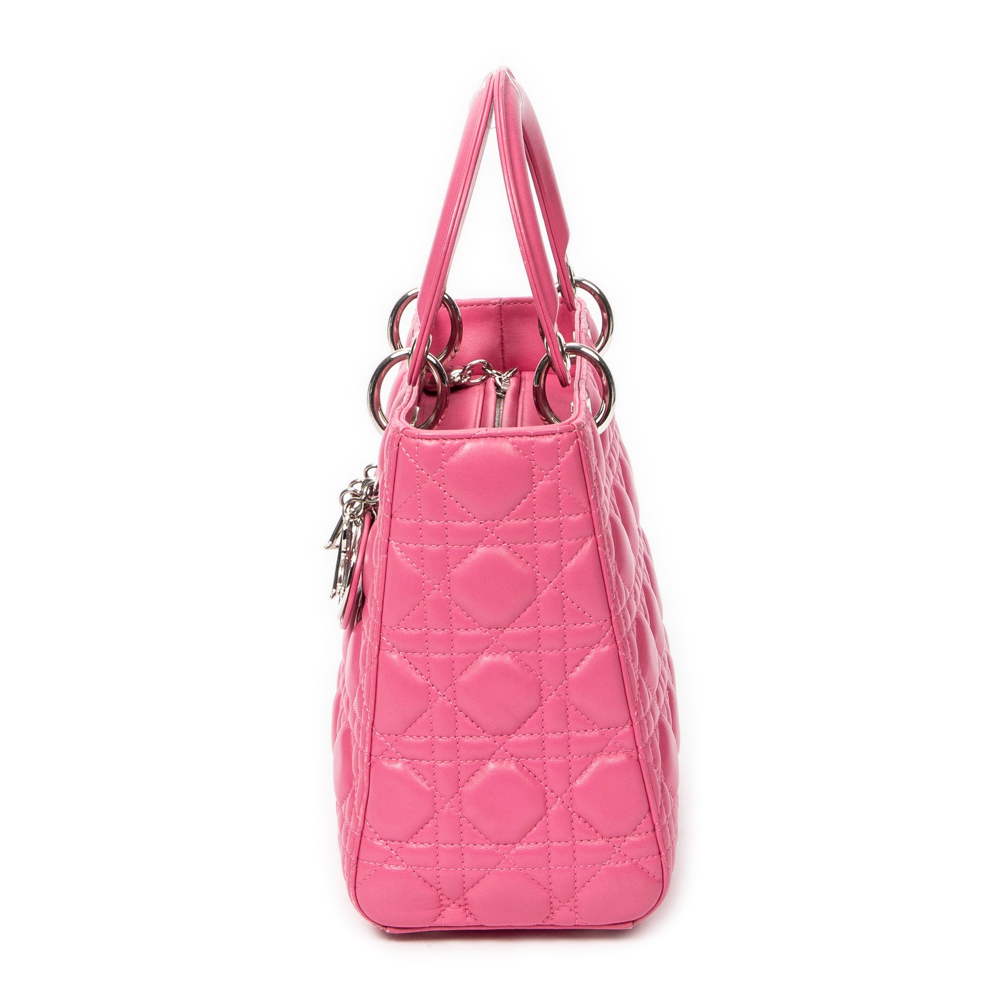 Shoulder Bag Medium Lady Dior Zip Pink Cannage Lambskin Leather