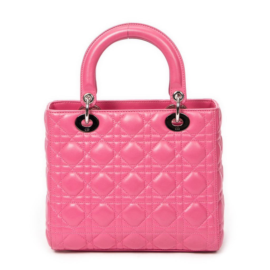 Shoulder Bag Medium Lady Dior Zip Pink Cannage Lambskin Leather
