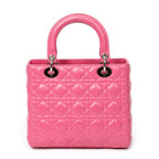 Shoulder Bag Medium Lady Dior Zip Pink Cannage Lambskin Leather
