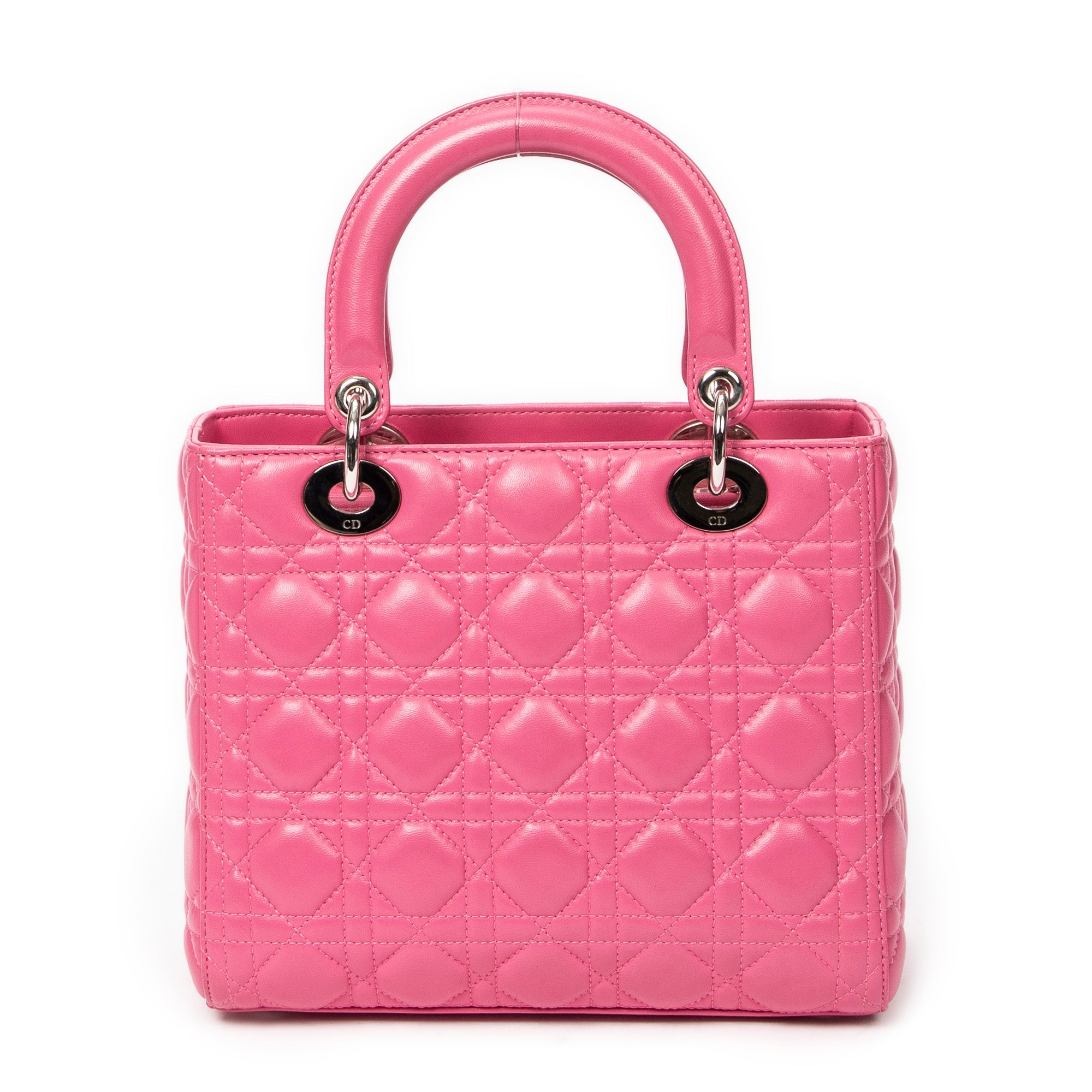 Shoulder Bag Medium Lady Dior Zip Pink Cannage Lambskin Leather