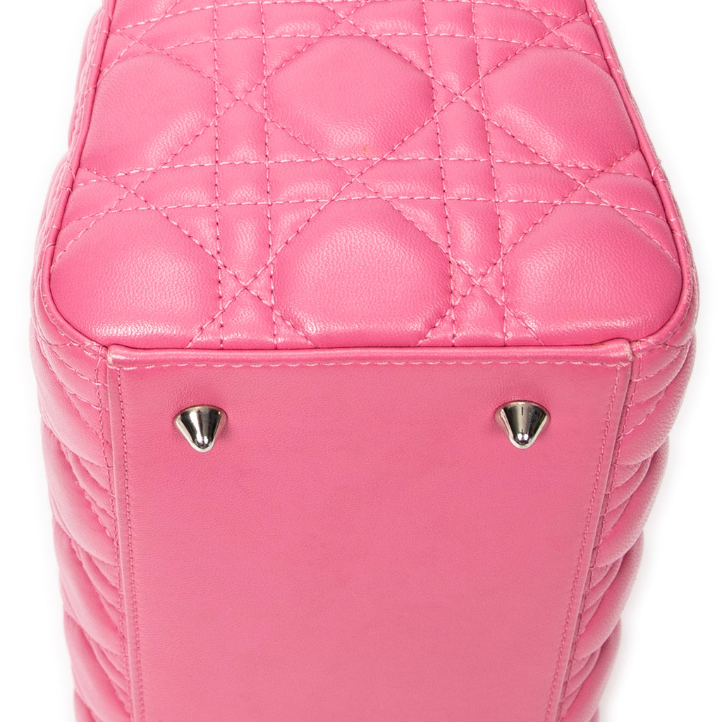 Shoulder Bag Medium Lady Dior Zip Pink Cannage Lambskin Leather