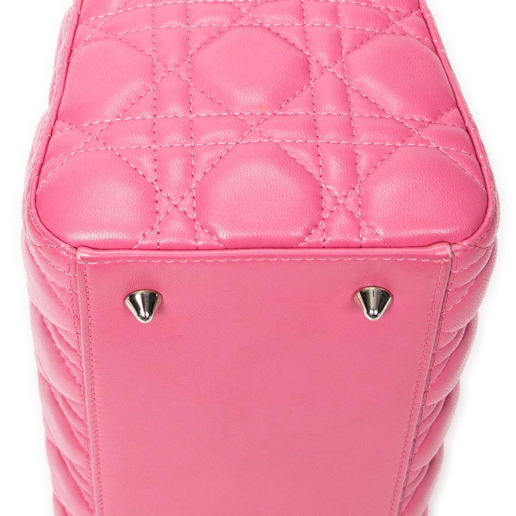 Shoulder Bag Medium Lady Dior Zip Pink Cannage Lambskin Leather