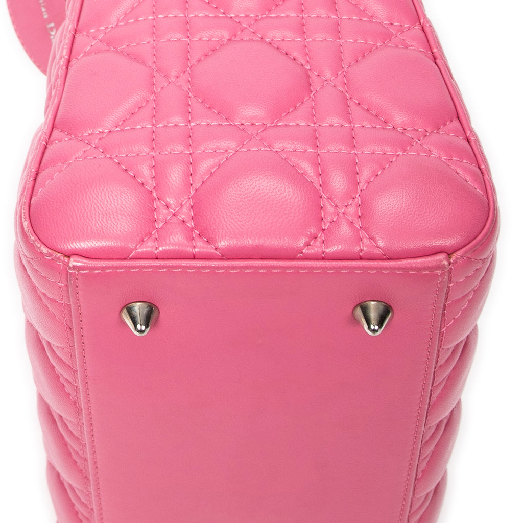 Shoulder Bag Medium Lady Dior Zip Pink Cannage Lambskin Leather
