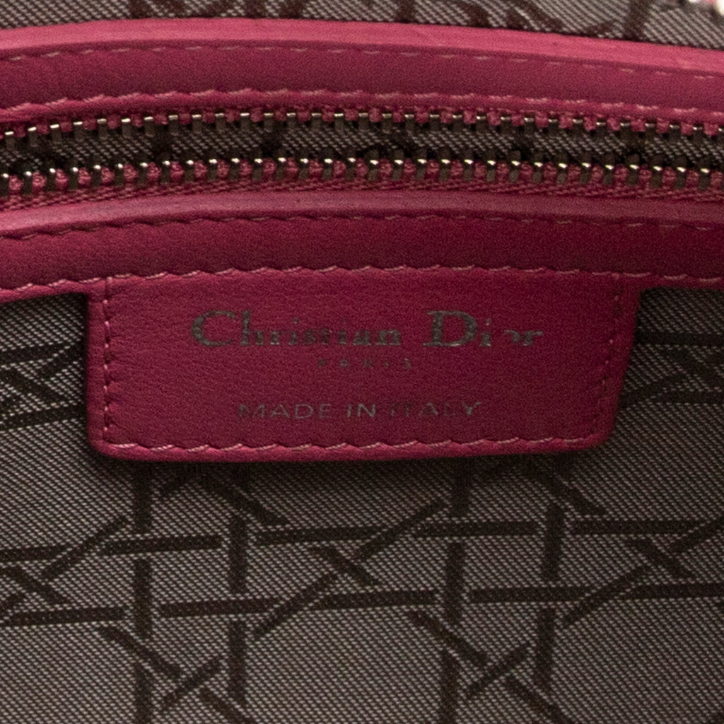 Shoulder Bag Medium Lady Dior Zip Pink Cannage Lambskin Leather