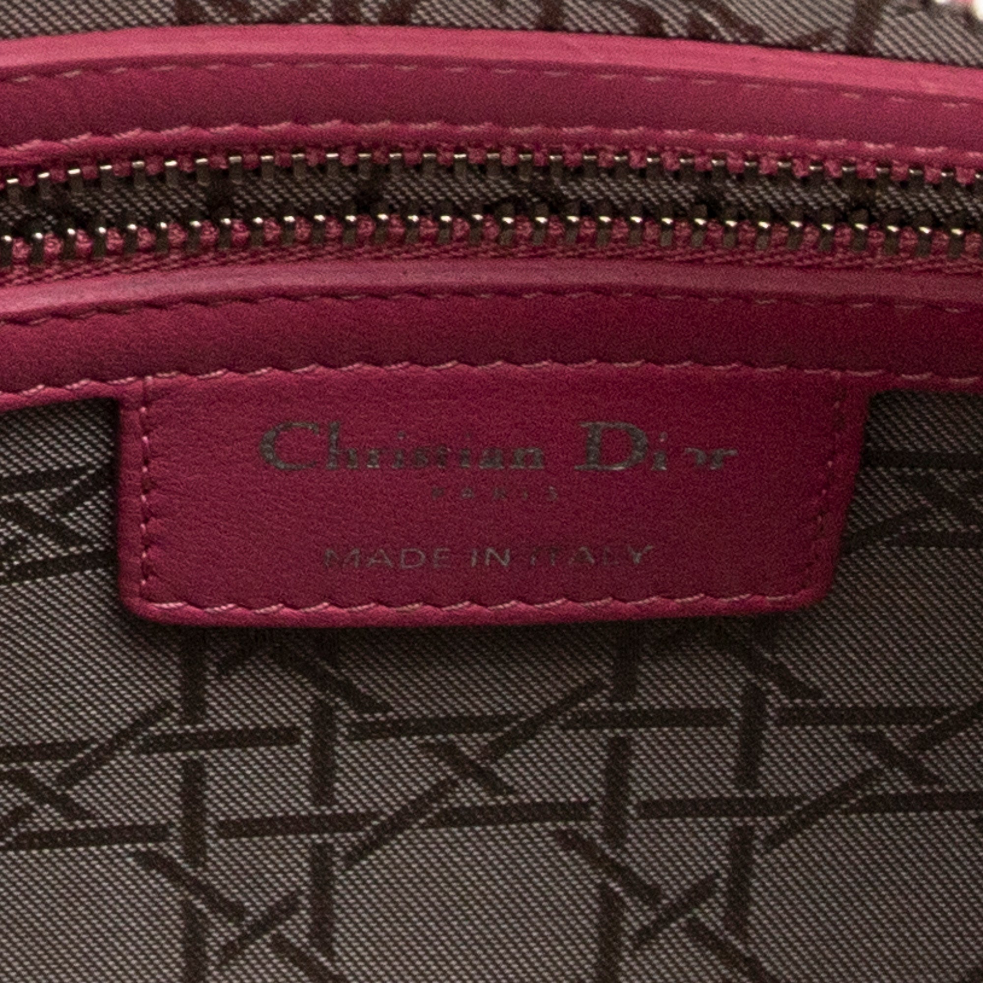 Shoulder Bag Medium Lady Dior Zip Pink Cannage Lambskin Leather