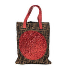 Fendi - Sac cabas plat à sequins - Rouge/Kaki/Noir