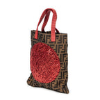 Fendi - Sac cabas plat à sequins - Rouge/Kaki/Noir