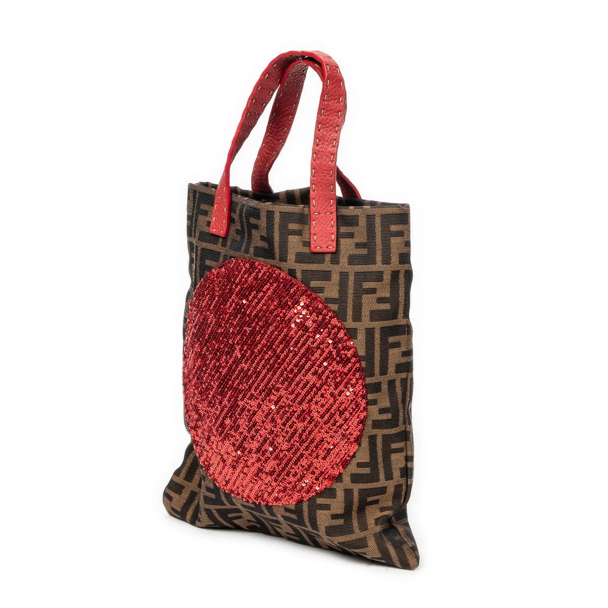 Fendi - Sac cabas plat à sequins - Rouge/Kaki/Noir