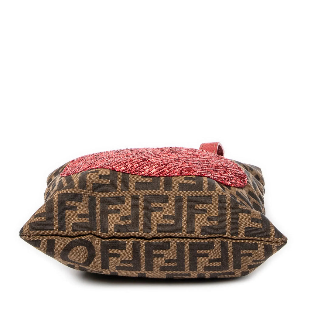 Fendi - Sac cabas plat à sequins - Rouge/Kaki/Noir