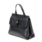 Shoulder Bag Small Bamboo Daily Top Handle Black Grained Calfskin Leather