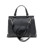 Shoulder Bag Small Bamboo Daily Top Handle Black Grained Calfskin Leather