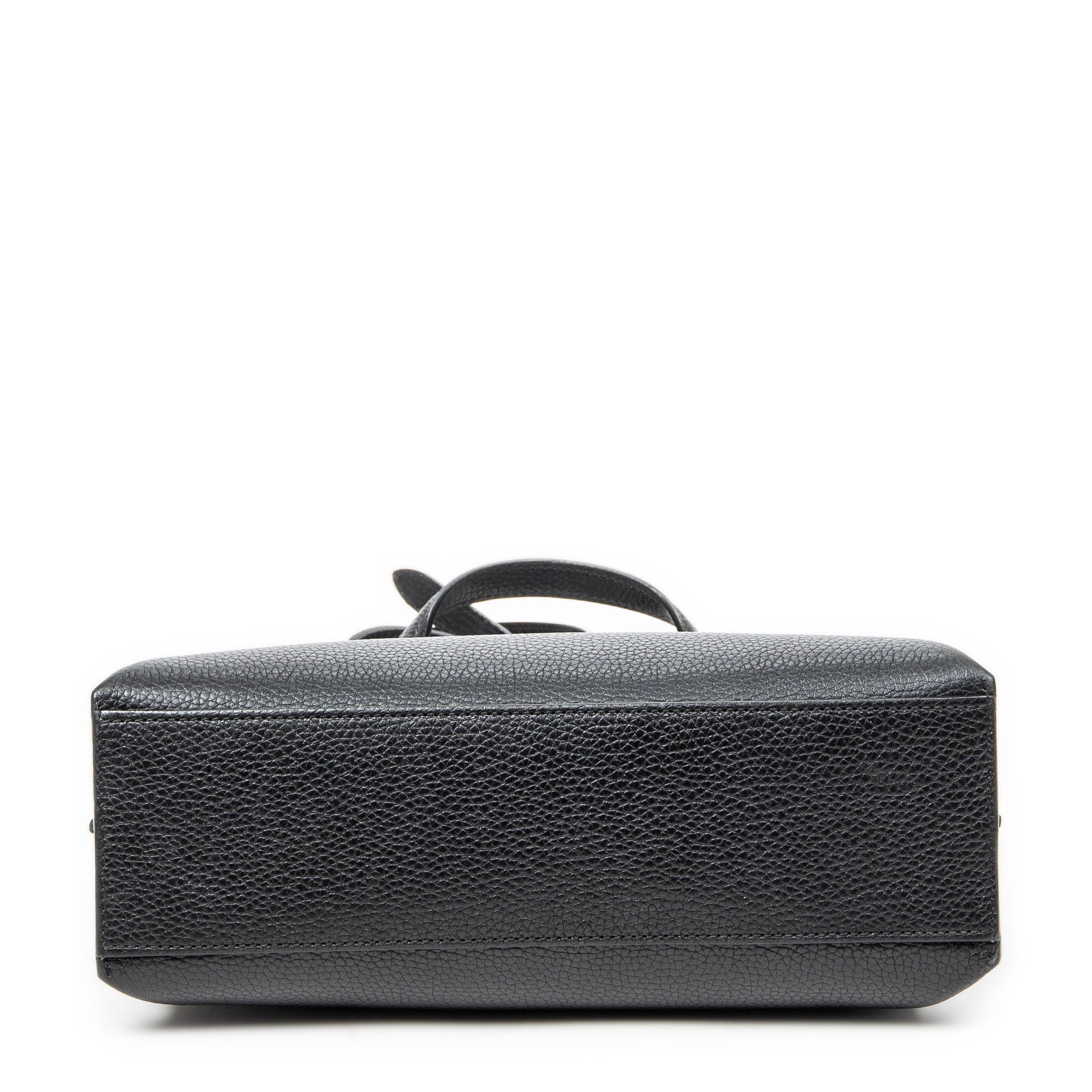 Shoulder Bag Small Bamboo Daily Top Handle Black Grained Calfskin Leather