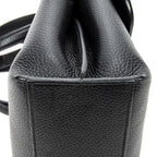 Shoulder Bag Small Bamboo Daily Top Handle Black Grained Calfskin Leather