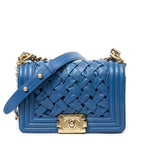 Shoulder Bag Rare Ltd. Ed. Small Woven Boy Blue Woven Lambskin Leather
