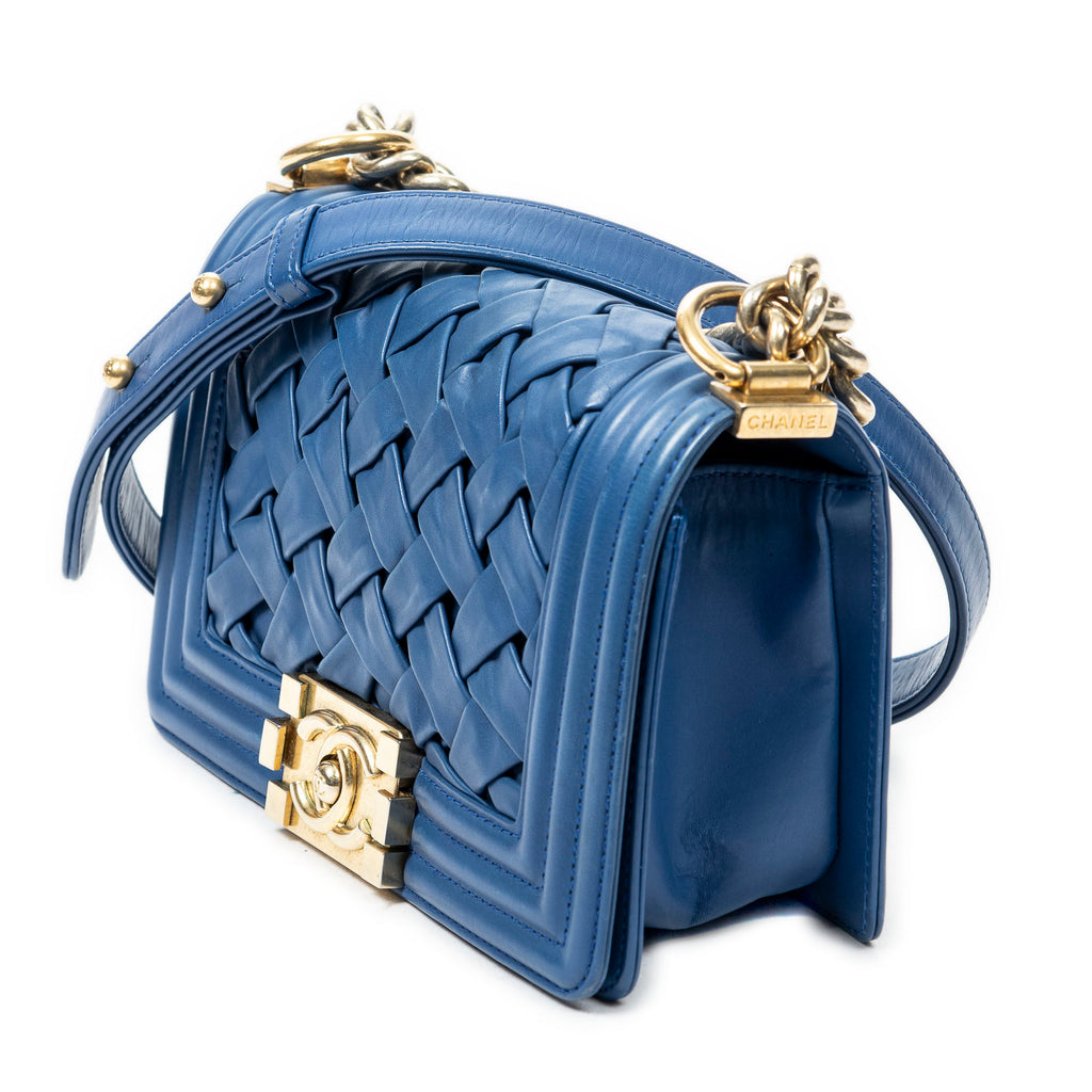 Shoulder Bag Rare Ltd. Ed. Small Woven Boy Blue Woven Lambskin Leather