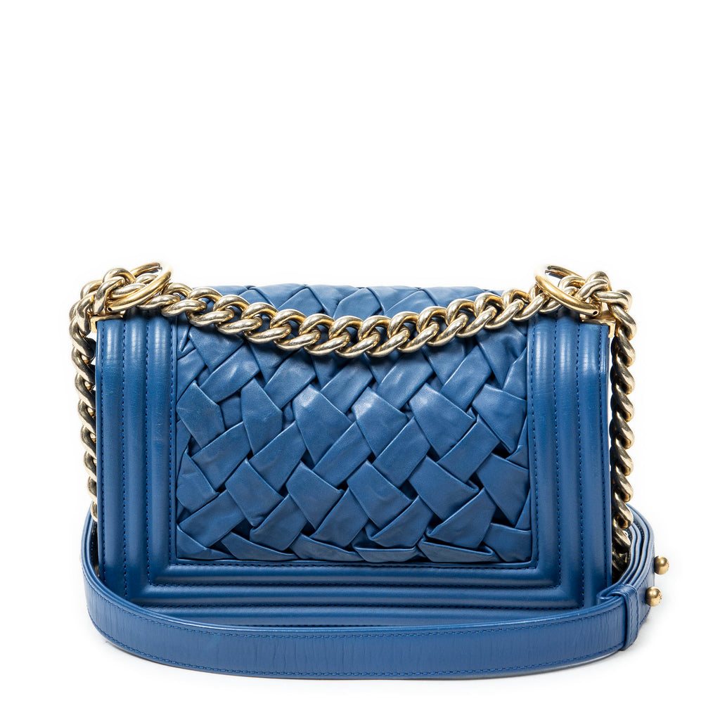 Shoulder Bag Rare Ltd. Ed. Small Woven Boy Blue Woven Lambskin Leather