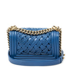 Shoulder Bag Rare Ltd. Ed. Small Woven Boy Blue Woven Lambskin Leather