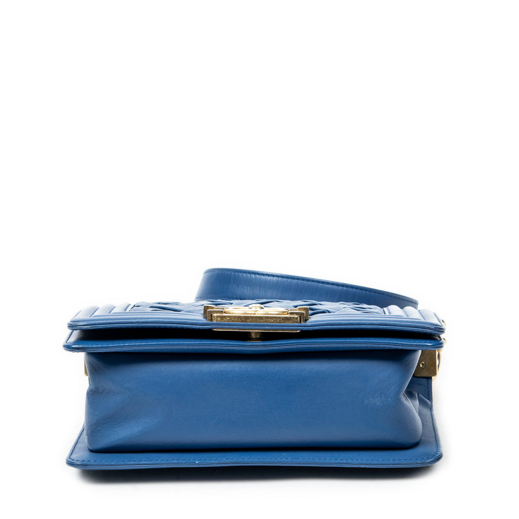 Shoulder Bag Rare Ltd. Ed. Small Woven Boy Blue Woven Lambskin Leather