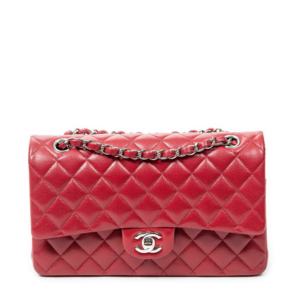 Shoulder Bag Classic Double Flap 26 Red Quilted Caviar Leather