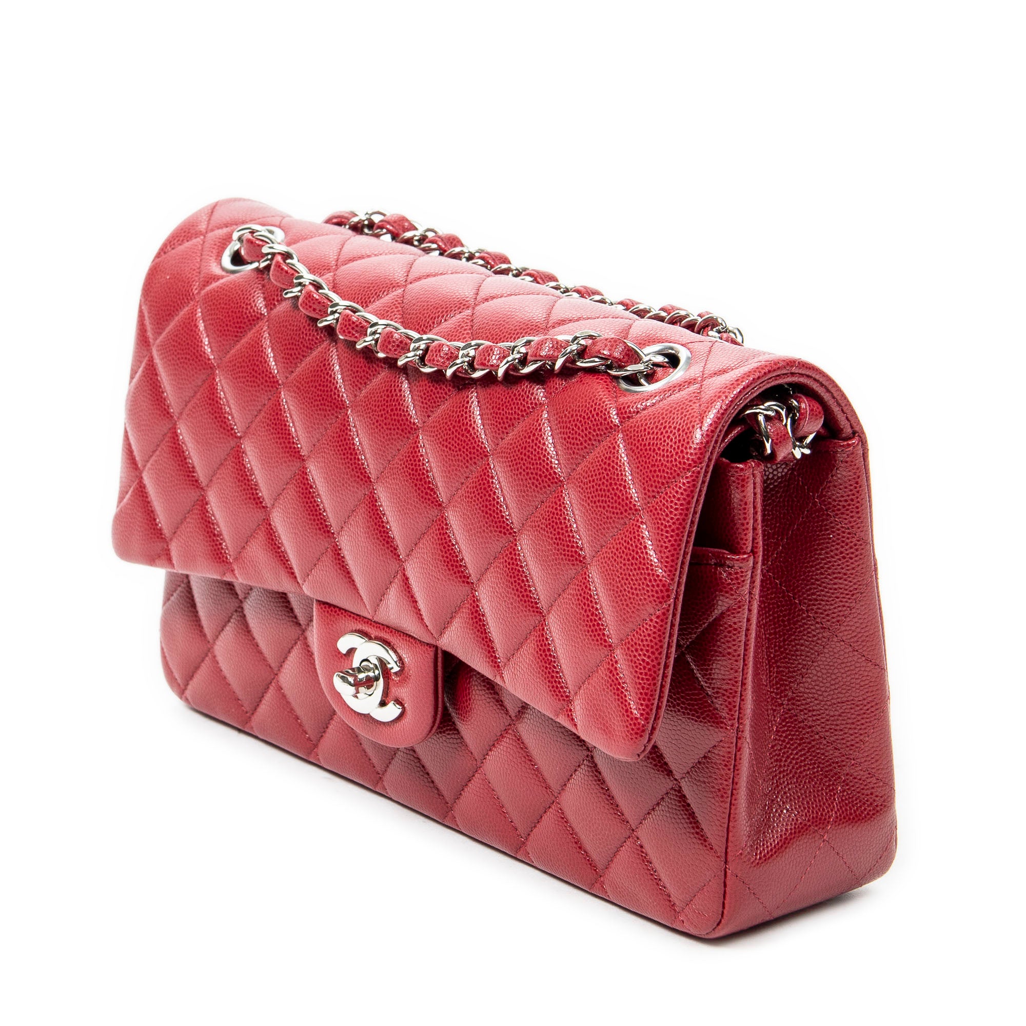 Shoulder Bag Classic Double Flap 26 Red Quilted Caviar Leather