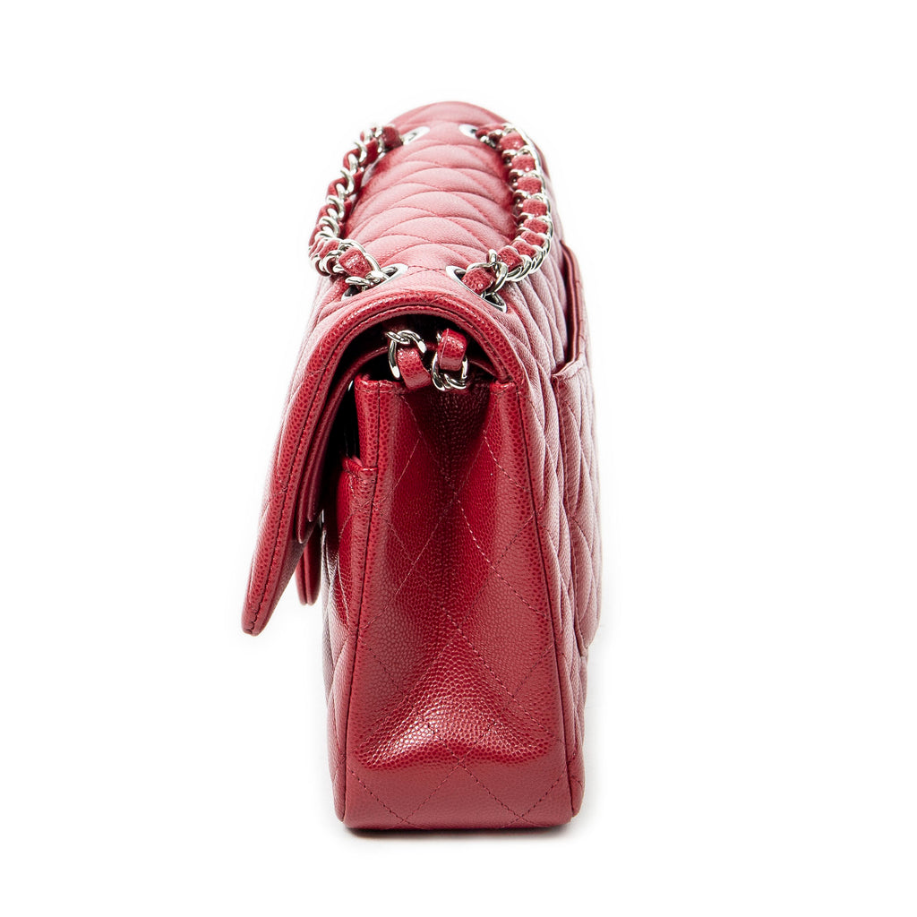 Shoulder Bag Classic Double Flap 26 Red Quilted Caviar Leather