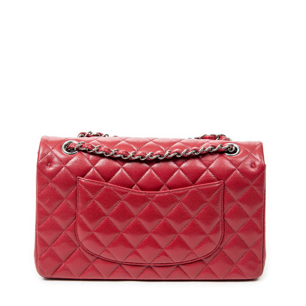 Shoulder Bag Classic Double Flap 26 Red Quilted Caviar Leather
