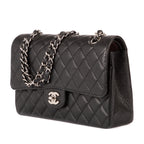 Shoulder Bag Classic Double Flap 26 Black Quilted Caviar Leather