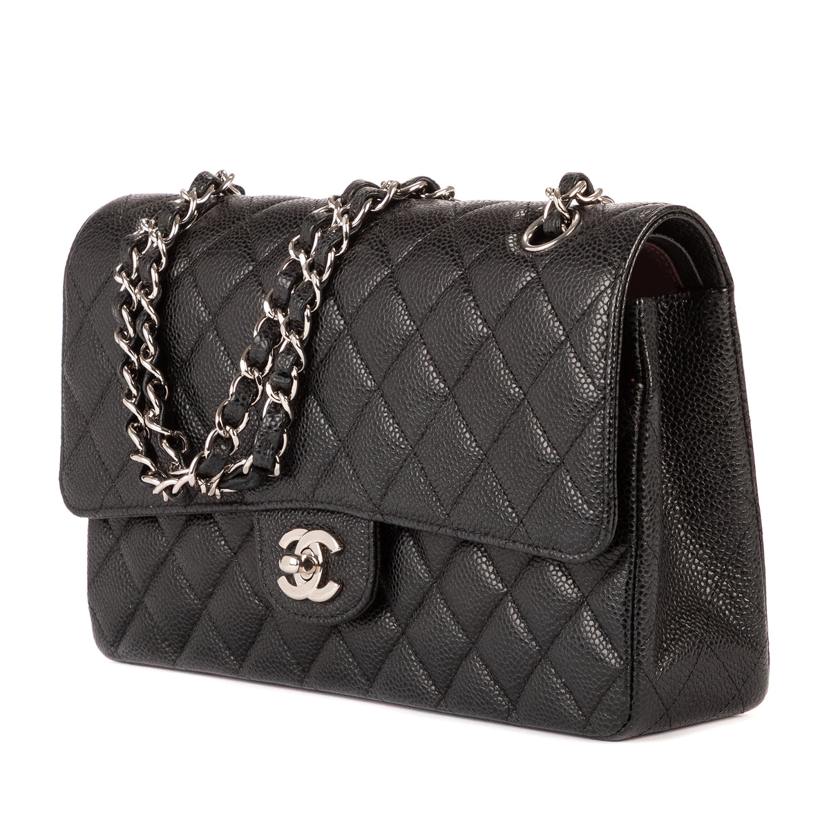 Shoulder Bag Classic Double Flap 26 Black Quilted Caviar Leather