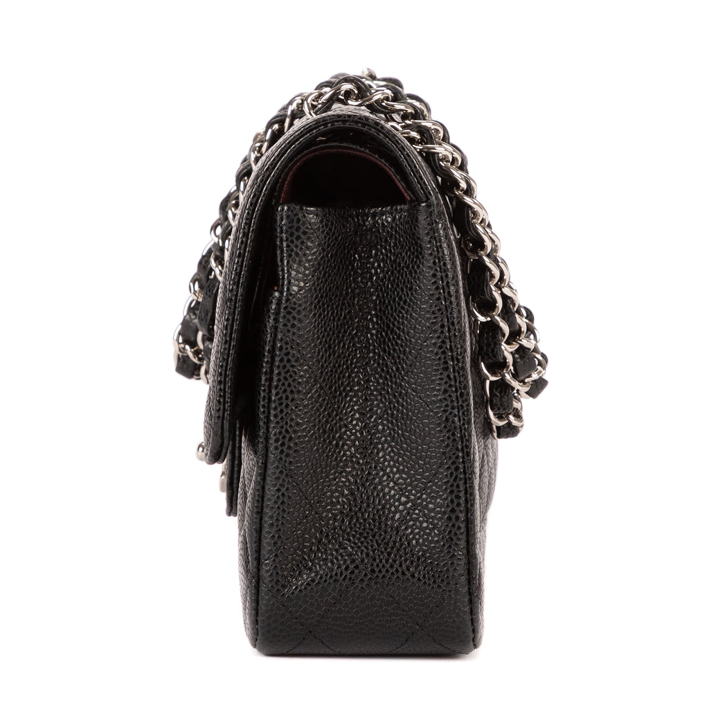 Shoulder Bag Classic Double Flap 26 Black Quilted Caviar Leather