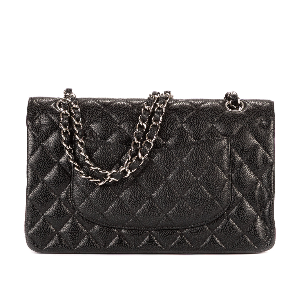 Shoulder Bag Classic Double Flap 26 Black Quilted Caviar Leather