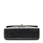 Shoulder Bag Maxi Jumbo XL Flap Black Quilted Lambskin Leather