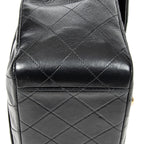 Shoulder Bag Maxi Jumbo XL Flap Black Quilted Lambskin Leather