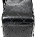 Shoulder Bag Maxi Jumbo XL Flap Black Quilted Lambskin Leather