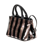 Bolso de hombro mini lentejuelas lona a rayas rosa Canapa con lentejuelas