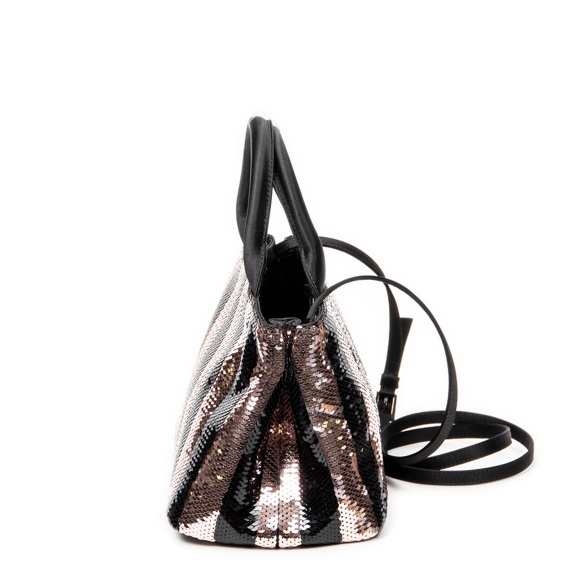 Shoulder Bag Mini Sequin Canapa Tote Pink Striped Sequin Canvas