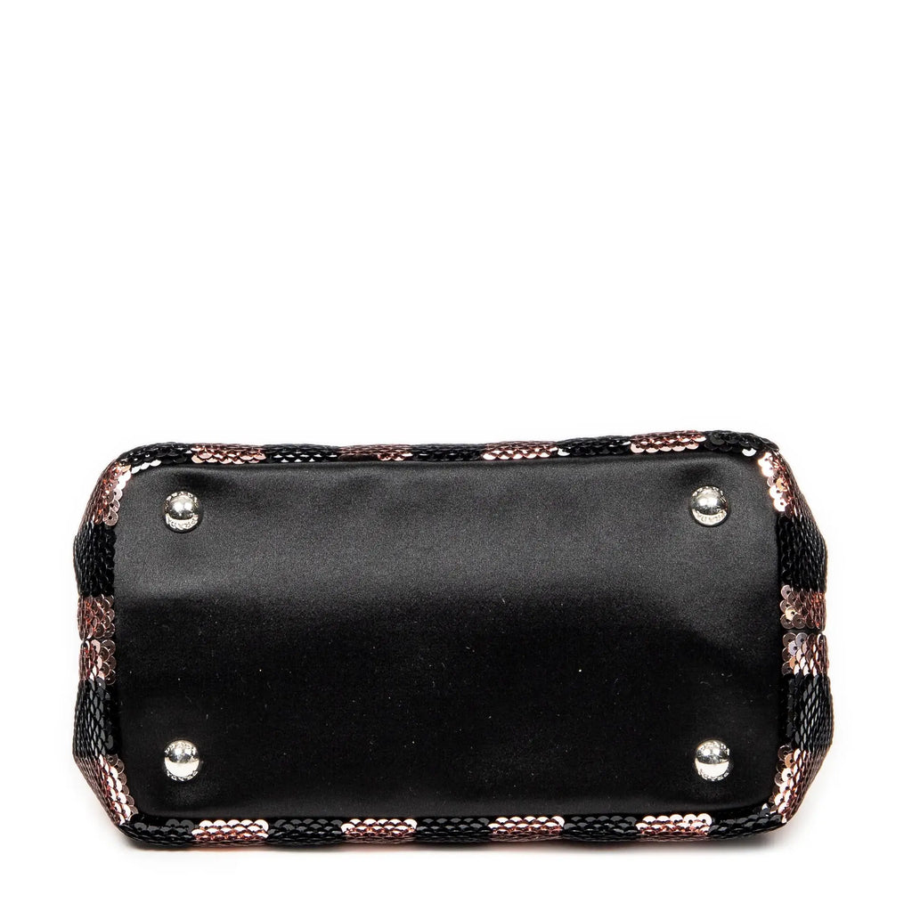 Bolso de hombro mini lentejuelas lona a rayas rosa Canapa con lentejuelas