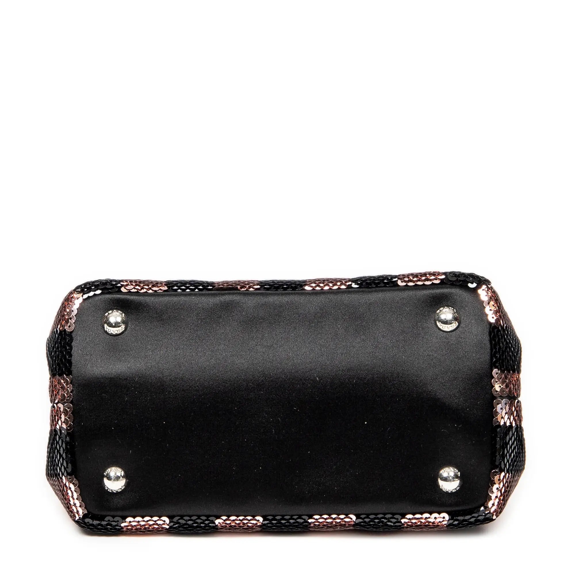 Bolso de hombro mini lentejuelas lona a rayas rosa Canapa con lentejuelas