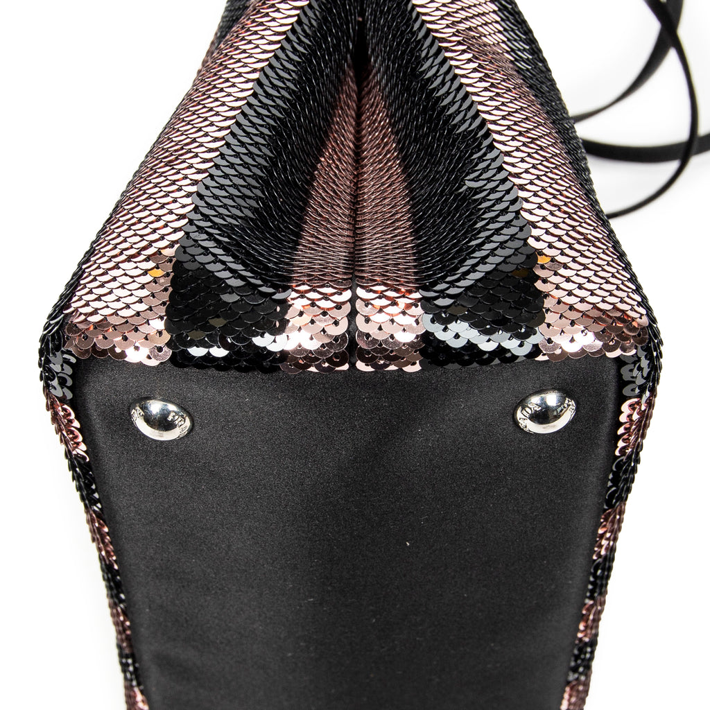 Shoulder Bag Mini Sequin Canapa Tote Pink Striped Sequin Canvas