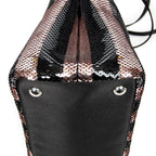 Bolso de hombro mini lentejuelas lona a rayas rosa Canapa con lentejuelas