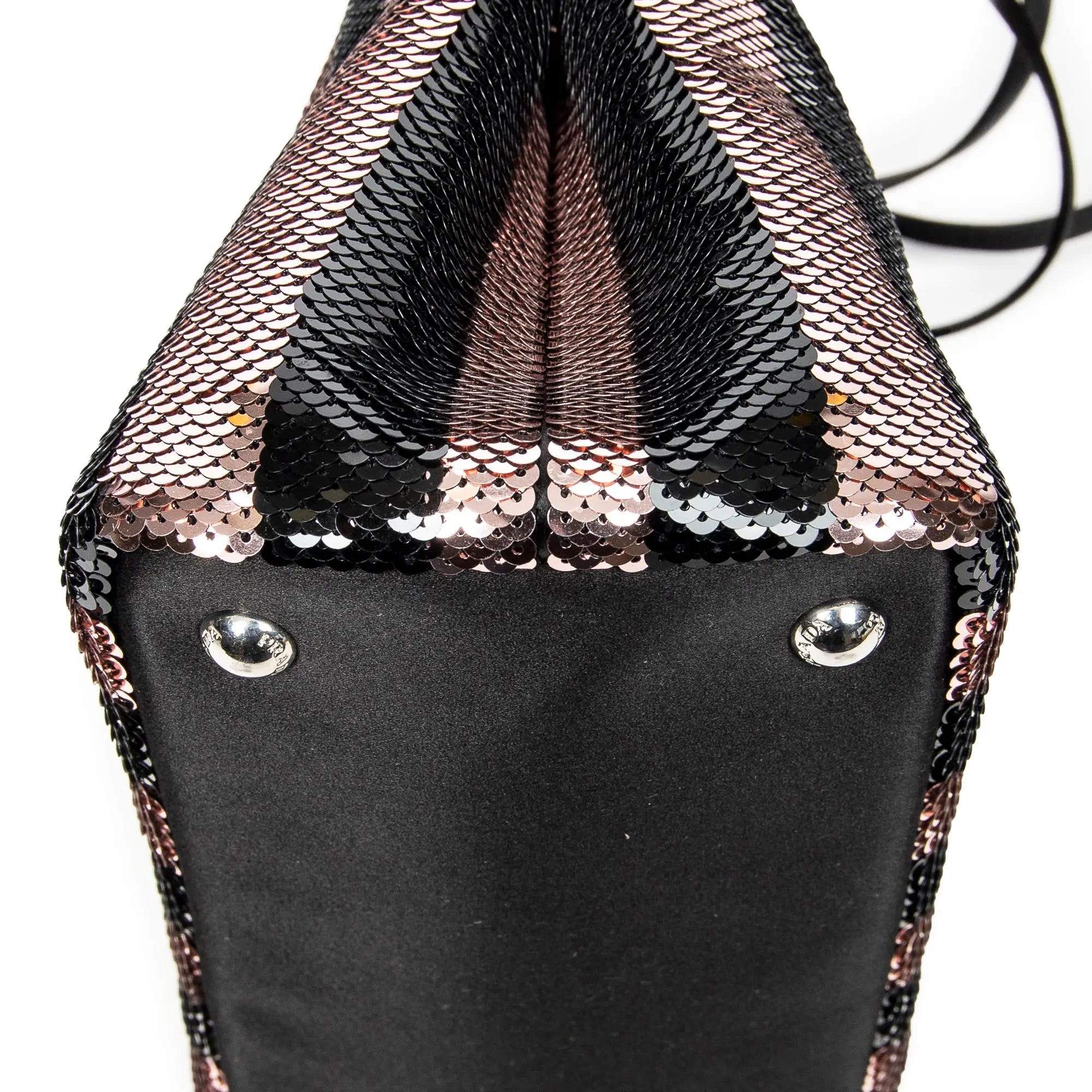 Bolso de hombro mini lentejuelas lona a rayas rosa Canapa con lentejuelas