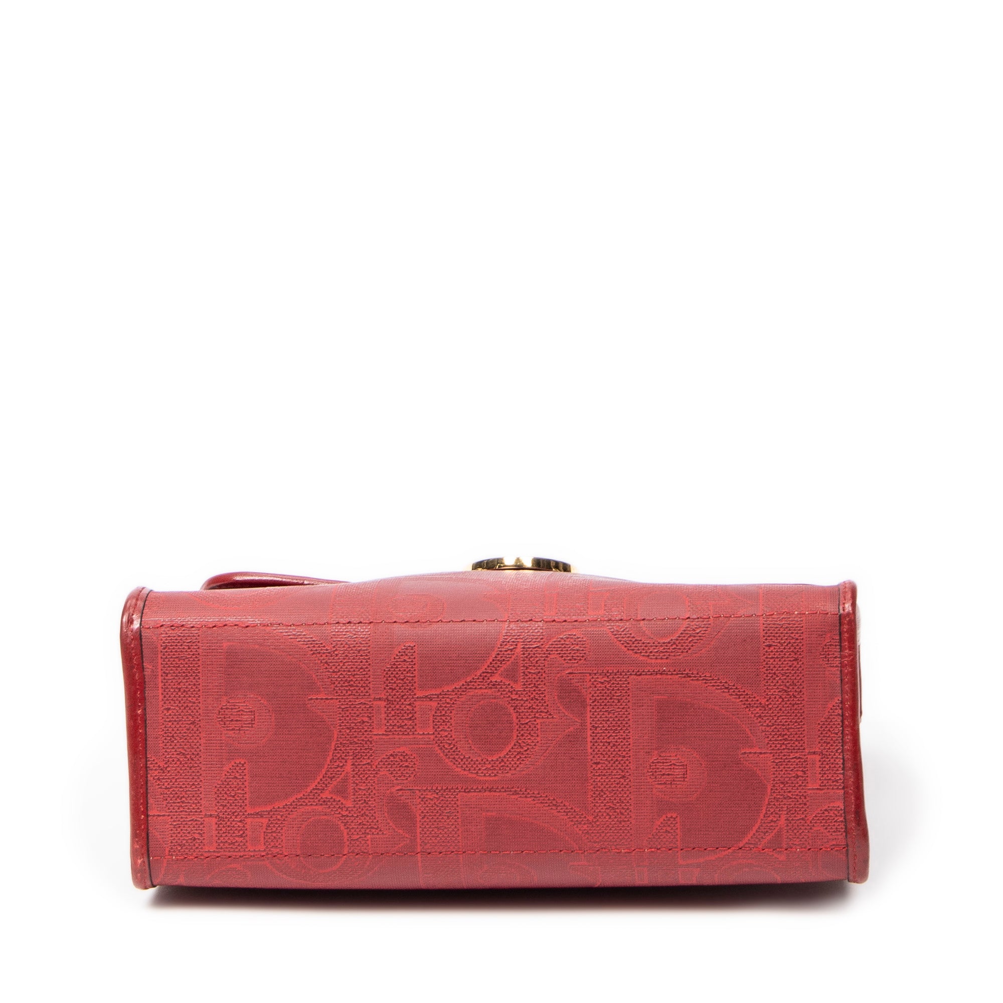 Shoulder Bag Vintage Flap Top Handle Red Diorissimo Coated Canvas