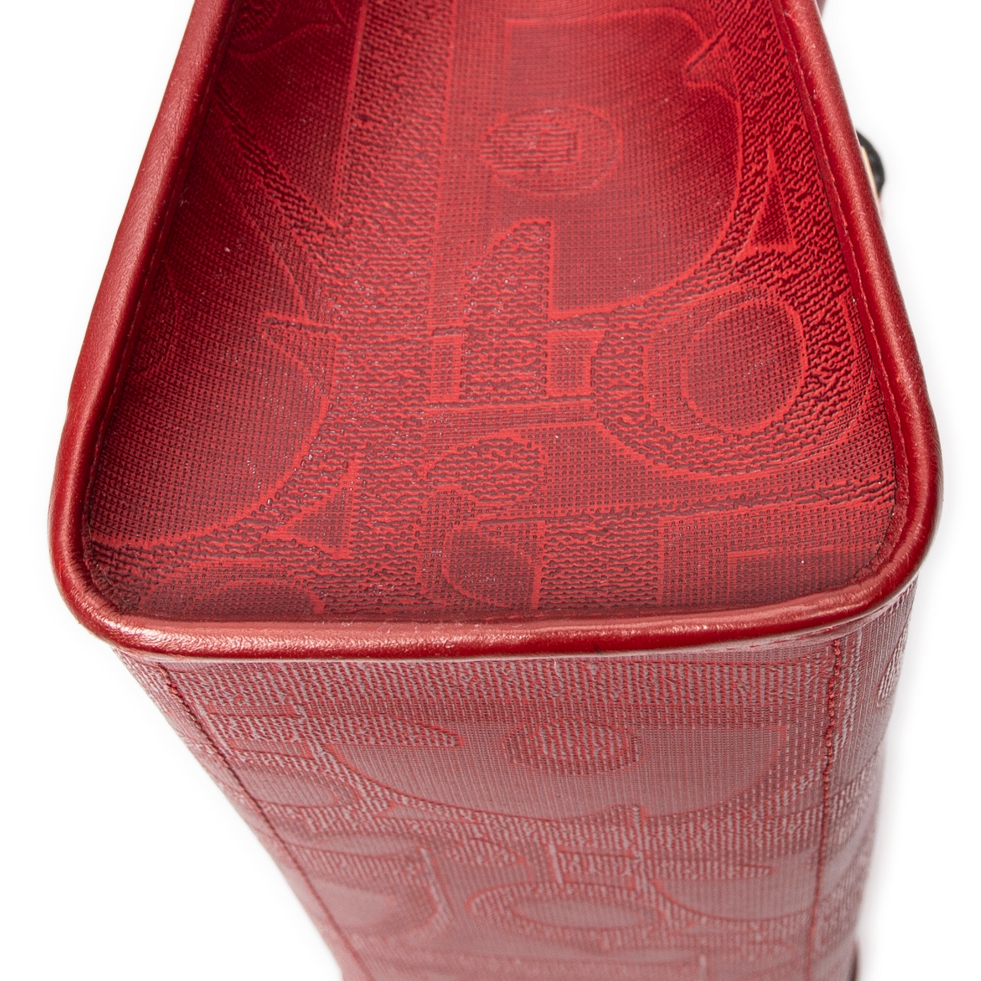 Shoulder Bag Vintage Flap Top Handle Red Diorissimo Coated Canvas