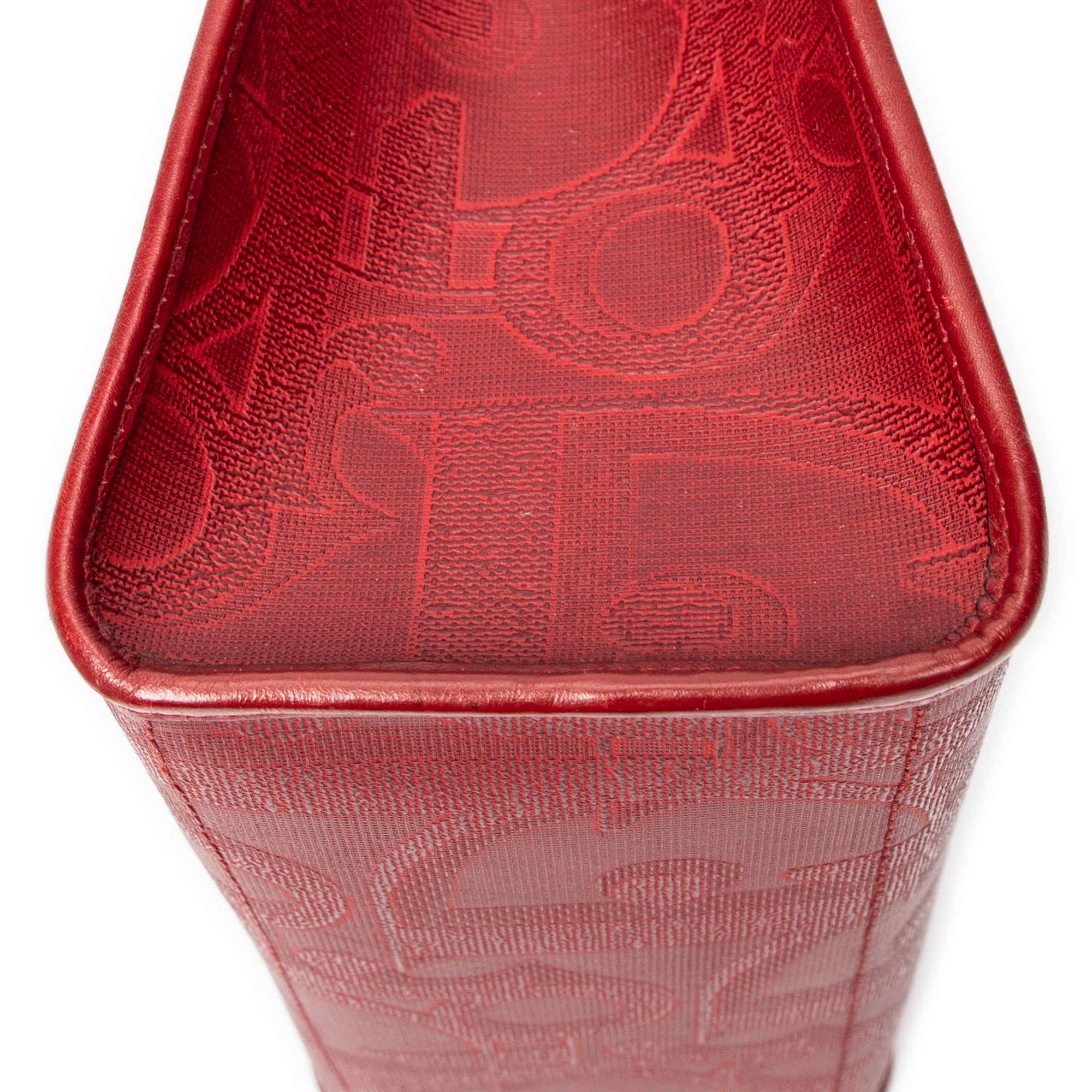 Shoulder Bag Vintage Flap Top Handle Red Diorissimo Coated Canvas