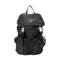 Backpack Small Drawstring Flap Backpack Black Nylon Canvas
