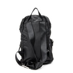Backpack Small Drawstring Flap Backpack Black Nylon Canvas