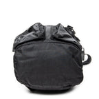 Backpack Small Drawstring Flap Backpack Black Nylon Canvas