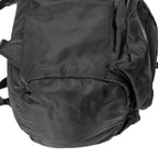 Backpack Small Drawstring Flap Backpack Black Nylon Canvas