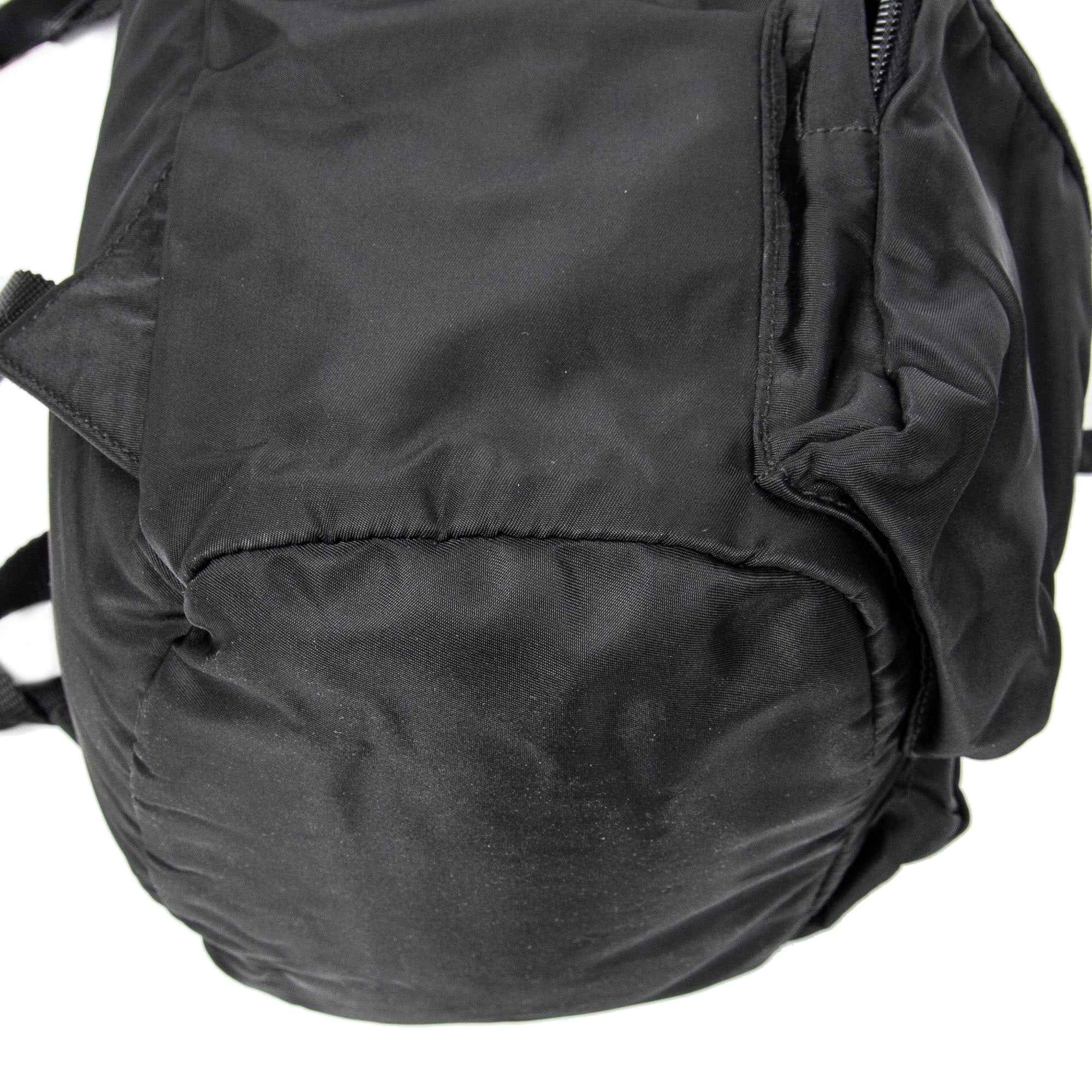Backpack Small Drawstring Flap Backpack Black Nylon Canvas